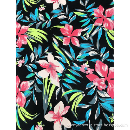 Flower And Leaves Desgin Cotton Stretch Printed Fabric